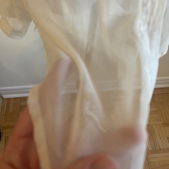 Free People White  Part Mesh Button Down Top - Picture 4 of 6